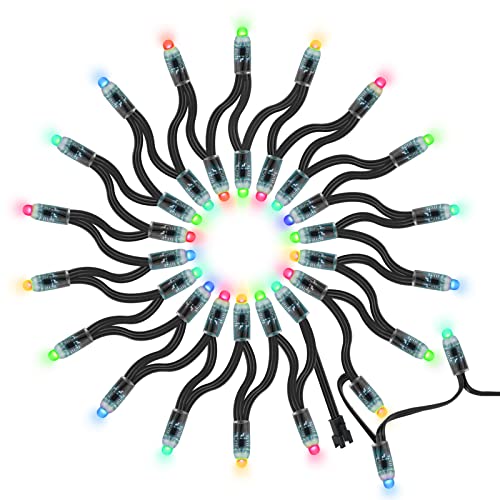 BTF-LIGHTING WS2811 Diffused Digital RGB LED Pixel String Light 12mm Individuell adressierbare runde LED Module 50pcs/String IP68 Wasserdicht DC 5V Schwarzer Draht von BTF-LIGHTING