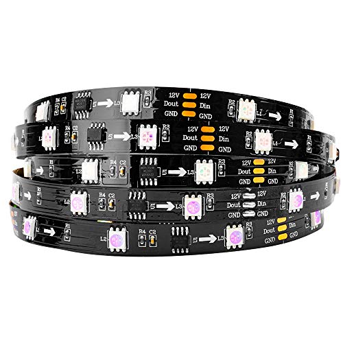 BTF-LIGHTING WS2811 RGB adressierbare Traum Farbe LED-Streifen 5m 30LEDs/m 10Pixels/m 150LEDs 50Pixels IP30 Spritzwassergeschützt Schwarz PCB Flexibel DC12V Lauflicht Effekt für Heimdekoration von BTF-LIGHTING