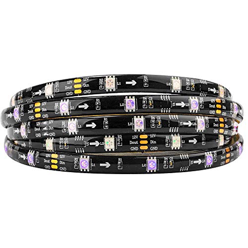 BTF-LIGHTING WS2811 RGB adressierbare Traum Farbe LED-Streifen 5m 30LEDs/m 10Pixels/m 150LEDs 50Pixels IP65 Spritzwassergeschützt Schwarz PCB Flexibel DC12V Lauflicht Effekt für Heimdekoration von BTF-LIGHTING