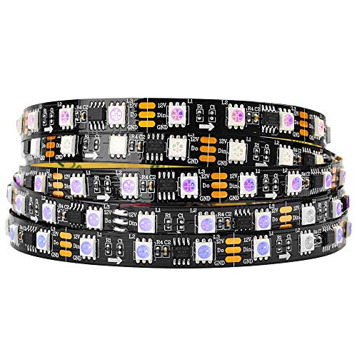 BTF-LIGHTING WS2811 RGB adressierbare Traum Farbe LED-Streifen 5m 60LEDs/m 20Pixels/m 300LEDs 100pixels IP30 Nicht wasserdicht Schwarz PCB Flexibel DC12V Lauflicht Effekt von BTF-LIGHTING