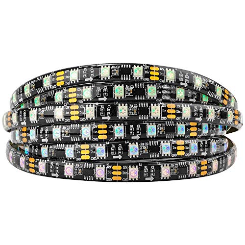BTF-LIGHTING WS2811 RGB adressierbare Traum Farbe LED-Streifen 5m 60LEDs/m 20Pixels/m 300LEDs 100pixels IP65 Spritzwassergeschützt Schwarz PCB Flexibel DC12V Lauflicht Effekt für Heimdekoration von BTF-LIGHTING