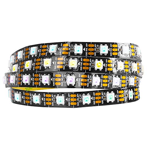 BTF-LIGHTING WS2812 1M 60 LEDs/Pixels/m WS2812B Schwarz PCB RGB adressierbare Strip mit 5050 SMD 60LEDs 5V IP30 NichtWasserdicht Stripes(Nicht inhalt Netzteil und Controller) von BTF-LIGHTING