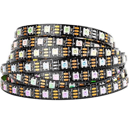 BTF-LIGHTING WS2812B 5M 60 LEDs/Pixels/m 300LEDs RGB Schwarz PCB Streifen mit 5050 SMD LEDs 5V IP30 Nicht Wasserdicht(Nicht inhalt Netzteil und Controller) von BTF-LIGHTING