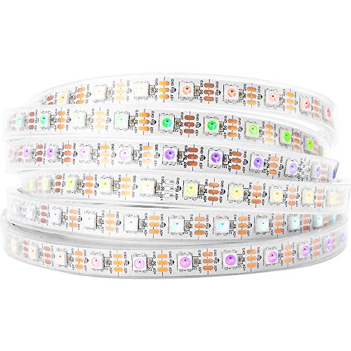 BTF-LIGHTING WS2812B 5M 60 LEDs/Pixels/m 300LEDs RGB individuell adressierbare WS2812 Pixel LED Streifen mit 5050 SMD LEDs Wasserdicht IP67 Weißes PCB DC5V von BTF-LIGHTING