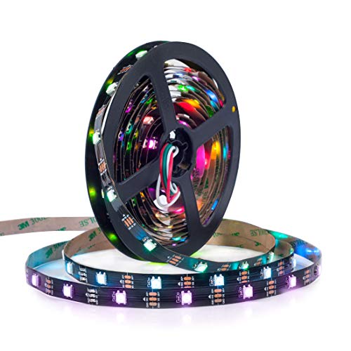 BTF-LIGHTING WS2812 ECO 5M 150 LEDs RGB Individuell adressierbar WS2812 Legierungsdraht 30Pixels/m 5050 SMD Flexibler Streifen Schwarz PCB DC5V für Heimdekoration IP30 Nicht-Wasserdicht(Nur Streifen) von BTF-LIGHTING