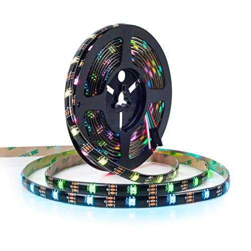 BTF-LIGHTING WS2812E ECO Legierung Drähte RGB Individuelle adressierbare 5050SMD 16.4FT/5M 30Pixel/m 150Pixel DC5V Flexibel Schwarz PCB Voll Farbe LED Strip Traumfarbe IP65 Wasserdicht für DIY Projekt von BTF-LIGHTING