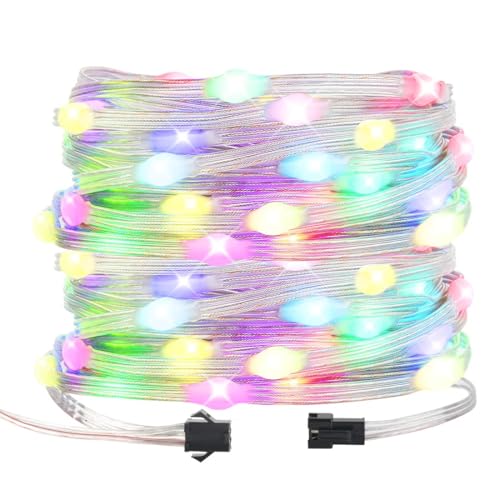 BTF-LIGHTING WS2812B RGB IC Transparente Lichterkette Individuell Adressierbar Laufende Farbe 10M/32.8FT 100LEDs DC12V PVC Draht IP65 Wasserdicht für Schlafzimmer Vorhang Weihnachten Party Dekoration von BTF-LIGHTING