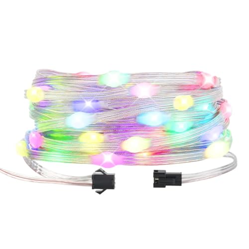 BTF-LIGHTING WS2812B RGB IC Transparente Lichterkette Individuell Adressierbar Laufende Farbe 5M/16.4FT 50LEDs DC12V PVC Draht IP65 Wasserdicht für Schlafzimmer Vorhang Weihnachten Party Dekoration von BTF-LIGHTING