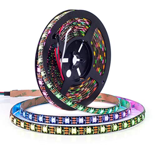 BTF-LIGHTING WS2812 ECO 5M 300 LEDs RGB Individuell adressierbar Legierungsdraht WS2812 60Pixels/m 5050 SMD Flexibler Streifen Schwarz PCB DC 5V für Heimdekoration IP65 Wasserdicht(Nur Streifen) von BTF-LIGHTING