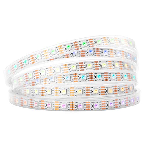 BTF-LIGHTING WS2813 (aktualisiert WS2812B) 5m 300 individuell digital adressierbare Pixel RGB-Dual-Signal-LED Flexibles Lichtband 5050 SMD IP67 wasserdicht Magic Dream Color DC5V Weiß PCB von BTF-LIGHTING