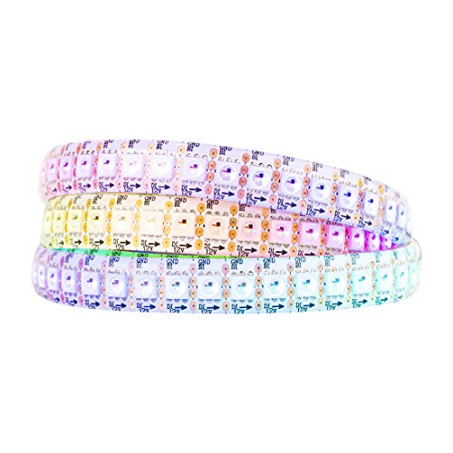 BTF-LIGHTING WS2815 (aktualisiert WS2812B) 1m 144 individuell digital adressierbare Pixel RGB-Dual-Signal-LED Flexibles Lichtband 5050 SMD IP65 wasserdicht Magic Dream Color DC12V Weiß PCB von BTF-LIGHTING