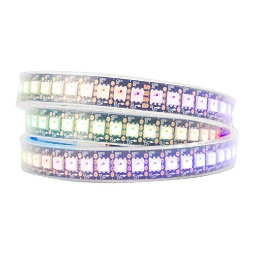 BTF-LIGHTING WS2815 (aktualisiert WS2812B) 1m 144 individuell digital adressierbare Pixel RGB-Dual-Signal-LED Flexibles Lichtband 5050 SMD IP67 wasserdicht Magic Dream Color DC12V Schwarz PCB von BTF-LIGHTING