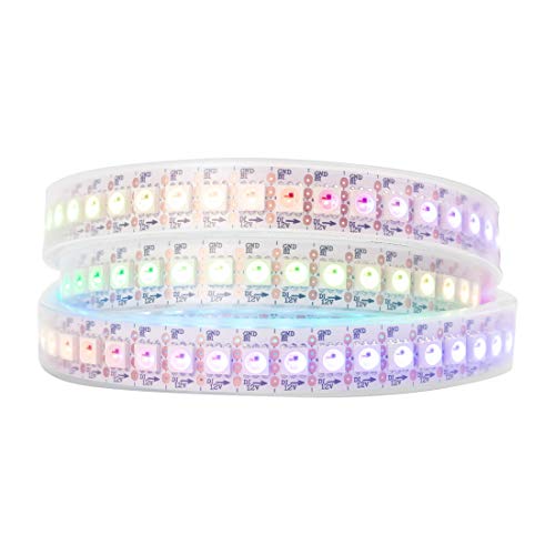 BTF-LIGHTING WS2815 (aktualisiert WS2812B) 1m 144 individuell digital adressierbare Pixel RGB-Dual-Signal-LED Flexibles Lichtband 5050 SMD IP67 wasserdicht Magic Dream Color DC12V Weiß PCB von BTF-LIGHTING