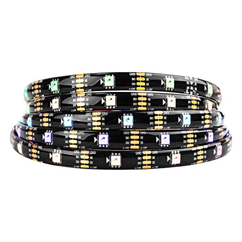 BTF-LIGHTING WS2815 (aktualisiert WS2812B) 5m 150 individuell digital adressierbare Pixel RGB-Dual-Signal-LED Flexibles Lichtband 5050 SMD IP65 wasserdicht Magic Dream Color DC12V Schwarz PCB von BTF-LIGHTING