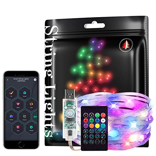 Intelligente String Lichter RGB IC WS2812B IC 5m 50leds USB IP67 Wasserdicht Transparent Kabel USB LED String Lights mit 24Tasten LED Remote Music Sync Lustige Modi Farbe Chasing für Heimdekoration von BTF-LIGHTING