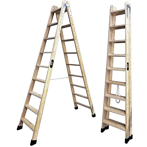 BTF® Treppen aus Kiefernholz, doppelt gesteigert, zertifiziert, ideal für professionelle Maler, Gipsbauer, Elektriker oder sogar für Ihr Zuhause! 9+9 Stufen, H.216 cm, Ref. BTF-MDP009 von BTF