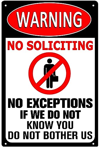 Aluminium-Warnschild "No Soliciting", interessantes Warnschild, Metall, Metall, für den Außenbereich, 20,3 x 30,5 cm Aluminium-Warnschild "No Soliciting", interessantes Warnschild, Metall, Metall, für den Außenbereich, 20,3 x 30,5 cm von BTFSigns