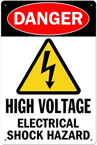 Aluminiumschild mit Aufschrift "Danger High Voltage", lustiges Warnschild für elektrische Gefahr, langlebig, 20,3 x 30,5 cm von BTFSigns