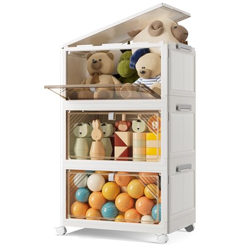 BTGGG 3 Tier Aufbewahrungsbox mit Deckel, 50L*3 Stapelboxen Kisten Aufbewahrung mit Deckel, Kunststoff-Aufbewahrungsbox Faltbare Aufbewahrungsbehälter mit Rollen und Türen, Storage Boxes Organizer BTGGG 3 Tier Aufbewahrungsbox mit Deckel, 50L*3 Stapelboxen Kisten Aufbewahrung mit Deckel, Kunststoff-Aufbewahrungsbox Faltbare Aufbewahrungsbehälter mit Rollen und Türen, Storage Boxes Organizer von BTGGG