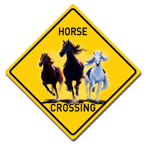 BTHUKO Schild "Horse Crossing", 30,5 x 30,5 cm, lustiges Wanddekoration, Metall, Aluminium BTHUKO Schild "Horse Crossing", 30,5 x 30,5 cm, lustiges Wanddekoration, Metall, Aluminium von BTHUKO
