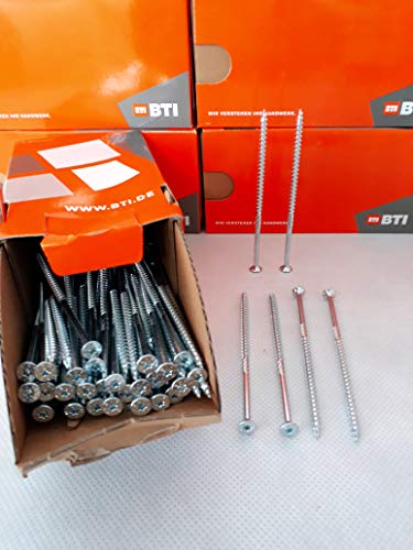 BTI DoTec 3.0 Holzschrauben Torx Senkkopf Spanplattenschrauben blau verzinkt Senkfrästaschenkopf mit Schaft (100, 6,0 x 90) von BTI DoTec