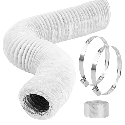 Abluftschlauch Ø100mm, 3m Flexibel PVC Alurohr Abluftschlauch Klimaanlage Schlauch Verlängerung Flexrohr mit Aluminiumfolienband und 2 Schlauchschelle Edelstahl für Wäschetrockne, Abzugshaube von BTIUGYI
