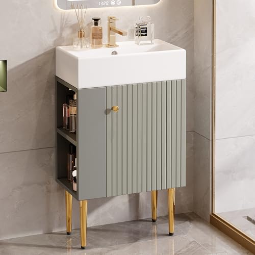 BTM Badezimmermöbel Waschbecken mit Waschtischunterschrank 55 cm, Kleine Gästebadmöbel, hellgrau BTM Badezimmermöbel Waschbecken mit Waschtischunterschrank 55 cm, Kleine Gästebadmöbel, hellgrau von BTM