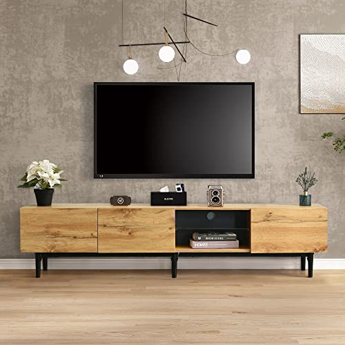 BTM Moderner TV-Schrank mit Holzmaserung, Variable LED-Leuchten, 175 (L) x 31 (W) x 41 (H) cm von BTM