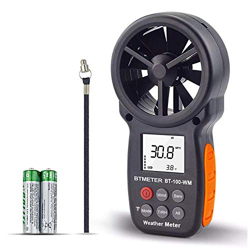 BTMETER BT-100WM Digitaler Anemometer Handheld Windmesser digital LCD Wind Speed Meter Gauge,Präzise Messung der Windgeschwindigkeit (CFM) mit MAX/MIN/AVG, LCD-Hintergrundbeleuchtung für Schießen von BTMETER