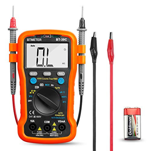 BTMETER BT-A002 True RMS Digital-Multimeter, automatische Bereichsreichung für AC/DC Spannung, Strom, Widerstand, Kapazität Tester mit Temperatur Batterie, LED-Test, auto Hintergrundbeleuchtung von BTMETER