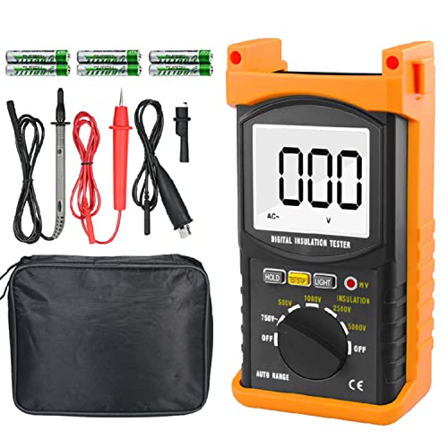 BTMETER Megohmmeter 200 Gig Ohm Digitaler Isolationswiderstandstester 1999 zählt, mit Automatischer Bereichswahl, 500V/1kV/2,5kV/5kV Prüfspannung, Datenspeicherung, Hintergrundbeleuchtung von BTMETER