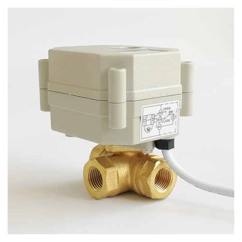 1/4 Zoll AC/DC 9–24 V 3-Wege-T/L-Bohrung, Messing, horizontales Abschaltventil mit Anzeige, kann Magnetventil ersetzen (T-Bohrungsdurchfluss A-cr502 Verkabelung, NPT) von BTMFGVWLB