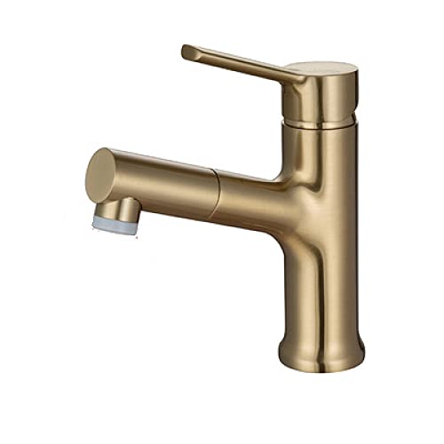 Badezimmer-Armaturen mit herausziehbarem Sprühkopf, um 360 ° drehbar, Spültischarmatur, Warm- und Kaltwasserarmaturen, Doppelmodus, Einhandmischer, Waschtischarmaturen, gebürstetes Gold (gebürstetes Badezimmer-Armaturen mit herausziehbarem Sprühkopf, um 360 ° drehbar, Spültischarmatur, Warm- und Kaltwasserarmaturen, Doppelmodus, Einhandmischer, Waschtischarmaturen, gebürstetes Gold (gebürstetes von BTMFGVWLB