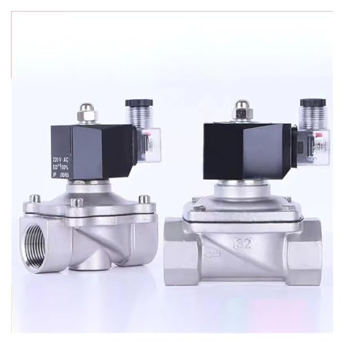 Magnetventil aus Edelstahl, 2,5 cm, normalerweise geschlossen, 220 V, 12 V, 24 V, direkt wirkendes Magnetventil mit LED-Licht (2,5 cm NPT-Gewinde, AC220), 1 Stück von BTMFGVWLB