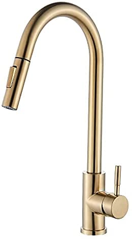 WaterKitchen Wasserhahn für heißes und kaltes Wasser, 2 Funktionen, Einhandmischer, ausziehbarer Mischer, Heiß- und Kaltwasserhähne, Deckmontage (3) von BTMFGVWLB