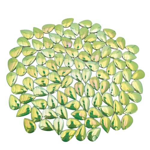 105 Stück 28 mm x 18 mm Keramik-Regentropfen-Mosaikfliesen, 500 g Mosaikfliesenstücke für handgefertigte Mosaikherstellung, Kunstprojekte, Heim- und Außendekoration (schillerndes Grün) von BTMIEY