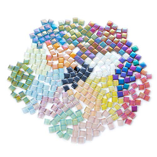 200 Stück / Beutel Quadratische Glas-Mosaik-Fliesen für DIY Handwerk Lieferanten Laser-Kristall-Mosaik-Fliesen Kreatives Kunstmaterial (Mix Color) von BTMIEY