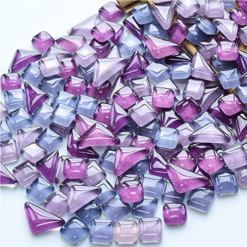 500 g unregelmäßige Glasmosaikfliesen zum Basteln, winzige zufällige Farbe, kreative Herstellung für Heimdekoration, Vasen, Tassen, Bilderrahmen, Blumentöpfe (violette Serie) von BTMIEY