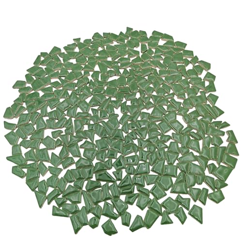 500 g unregelmäßige Keramik-Mosaikfliesen, 0,5-2 cm, kleine Mosaiksteine, Steine für DIY-Mosaikherstellung, Handwerk, Hobby, Kunst, Heimdekoration (grün) von BTMIEY