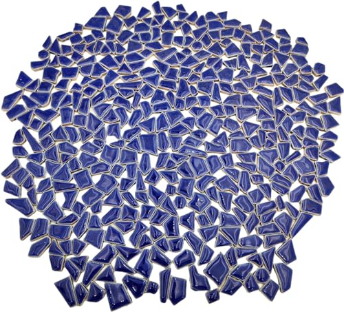 500 g unregelmäßige Keramik-Mosaikfliesen, 0,5–2 cm, kleine Mosaikstücke, Steine für DIY-Mosaikherstellung, Handwerk, Hobby, Kunst, Heimdekoration, Wanddekoration (Marineblau) von BTMIEY