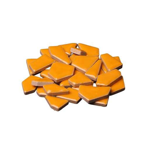 500 g unregelmäßige Keramik-Mosaikfliesen, 0,5 x 2 cm, kleine Mosaiksteine, Steine für DIY-Mosaikherstellung, Handwerk, Hobby, Kunst, Heimdekoration (orange) von BTMIEY