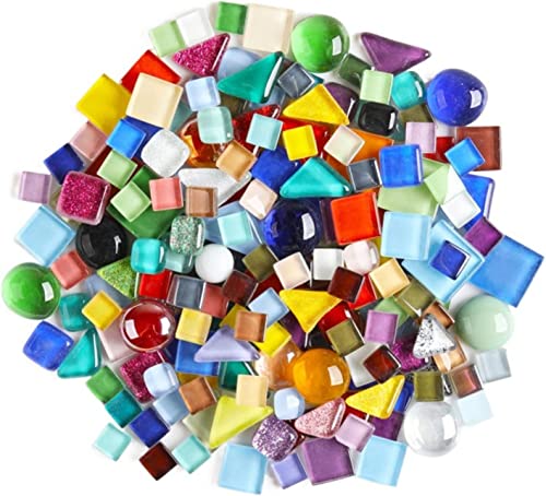 500 g unregelmäßige Kristall-Mosaikfliesen, kleine Partikelfarbe, Aufkleber, Kristallglas Fliesen, Kristallhandwerk für DIY handgefertigte dekorative Materialien (gemischte Farben-Serie) von BTMIEY
