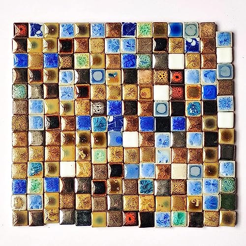 BTMIEY 500 g zufällige Keramik-Mosaikfliesen, DIY Kreative Keramik-Mosaikfliesen für DIY Bastelteller, Blumentöpfe, Vasen, Tassen, Mosaikzubehör (1,5 cm quadratisch) von BTMIEY