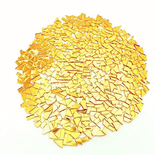 500g unregelmäßige Kristall-Mosaikfliesen,kleine Mosaikfliesen,handgefertigt,Kristallhandwerk für Bastelarbeiten,große DIY-Bilderrahmen,handgefertigter Schmuck-Untersetzer(Gold-Serie) von BTMIEY