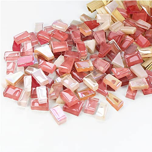 500g unregelmäßige Kristall-Mosaikfliesen,kleine Mosaikfliesen,handgefertigt,Kristallhandwerk für Bastelarbeiten,große DIY-Bilderrahmen,handgefertigter Schmuck-Untersetzer(rosa Serie) von BTMIEY