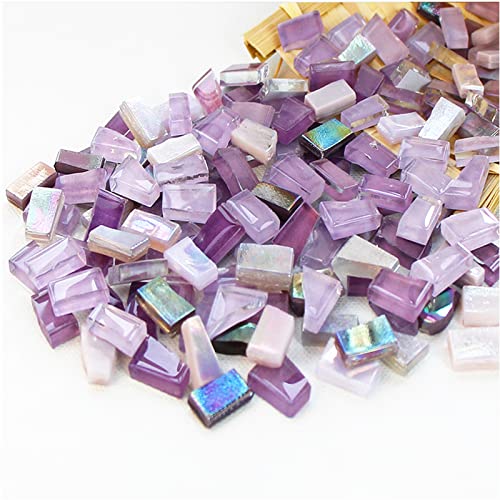 500g unregelmäßige Kristall-Mosaikfliesen,kleine Mosaikfliesen,handgefertigt,Kristallhandwerk für Bastelarbeiten,große DIY-Bilderrahmen,handgefertigter Schmuck-Untersetzer(violette Serie) von BTMIEY