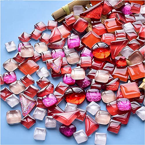 BTMIEY 200 g bunte Kristall-Mosaik-Fliesen, kleine Mini-Mosaik-Fliesen zum Basteln, für Badezimmer, Küche, Heimdekoration, DIY Kunstprojekte (rote Serie) von BTMIEY