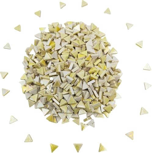 Gleichseitige dreieckige Keramik-Mosaikfliesen, 0,5 kg, 800 Stück, schillernde Mosaik-Fliesen für Mosaik-Bastelbedarf, DIY-Mosaik, handgefertigte Heim- und Outdoor-Dekoration (Raibbow Hellgelb) von BTMIEY