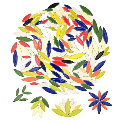 Keramik-Mosaikfliesen für Bastelarbeiten, 500 g, unregelmäßige Mosaiksteine, Blütenblatt-Mosaikfliesen, DIY-Mosaiksteine, für Handwerk, Hobby, Kunst, Wanddekoration (gemischte Farben) von BTMIEY