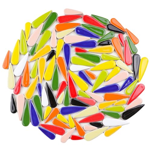 Keramik-Mosaikfliesen in Tropfenform, 500 g, für Bastelarbeiten, tropfenförmige Keramik-Mosaikstücke für Bilderrahmen, Tassen, Blumentöpfe, Aquarien, Vasen, Trittsteine (MischenFarbe) von BTMIEY
